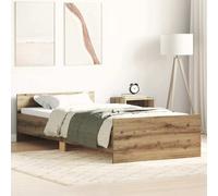 (artisan oak, 100 x 200 cm) vidaXL Bed Frame with Headboard and Footboard Mattress Foundation Bed Base