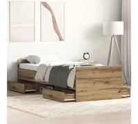 vidaXL Bed Frame without Mattress Artisan Oak 100x200cm Engineered Wood