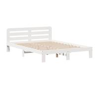 vidaXL Bed Frame without Mattress Base - Solid Pine Wood, White, 160x200cm, with Slatted Base and Extra Storage Space