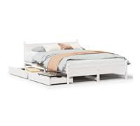 vidaXL Bed Frame without Mattress Bed Base White Small Double Solid Wood Pine