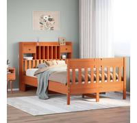 vidaXL Bed Frame without Mattress Bed Wax Brown 135x190 cm Solid Wood Pine