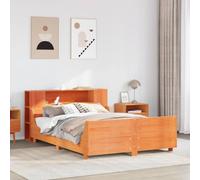 vidaXL Bed Frame Without Mattress Wax Brown 140X190 cm Solid Wood Pine, Brown