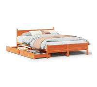 vidaXL Bed Frame without Mattress Bed Wax Brown Small Double Solid Wood Pine