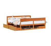 vidaXL Bed Frame without Mattress Bed Wax Brown Super King Solid Wood Pine