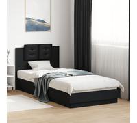 vidaXL Bed Frame with Headboard Home Bed Base Black 100x200 cm Engineered Wood