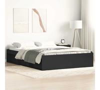 Bed Frame Black 120x200 cm Engineered Wood Solid Pine Plywood Slats with Storage [EEK: A]