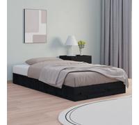 Vidaxl Bed Frame Without Mattress Black 135X190 Cm Double Double Solid Wood