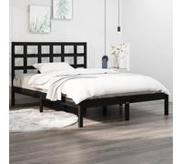 vidaXL Bed Frame without Mattress Black 140x190 cm Solid Wood