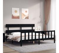 vidaXL Bed Frame without Mattress Black 200x200 cm Solid Wood Pine
