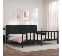 vidaXL Bed Frame without Mattress Black 200x200 cm Solid Wood Pine