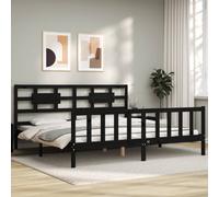 Bed Frame Bedroom Platform Bed Frame Bedstead with Headboard Solid Wood vidaXL