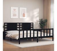 (black, 200 x 200 cm) vidaXL Bed Frame Bed Base Platform Bed with Headboard Black Single Solid Wood