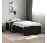 Bed Frame Black 75x190 cm Small Single Engineered Wood and Metal vidaXL