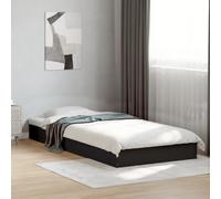 Bed Frame Small Single 75x190 cm Black Engineered Wood Slatted Base Modern Sleek [EEK: A]