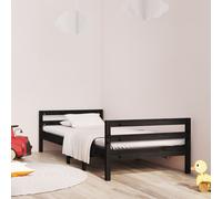 Bed Frame without Mattress Black 75x190 cm Small Single Solid Wood Pine
