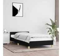 (black, 3ft single) vidaXL Bed Frame with Headboard Mattress Foundation Upholstered Bed Fabric