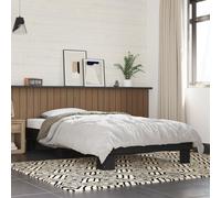 Bed Frame Black 90x200 cm Engineered Wood Metal Plywood Slatted Base Low Profile [EEK: A]