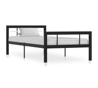 Bed Frame without Mattress Black and White Metal 90x200 cm