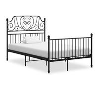 vidaXL Bed Frame Black Metal and Plywood 120x200 cm Bedroom Furniture Unit