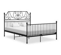 Bed frame black powder-coated metal 140 x 200 cm sturdy slatted support durable [EEK: A]