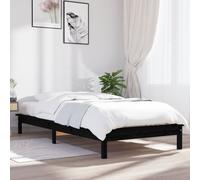 vidaXL Bed Frame without Mattress Black Single Solid Wood