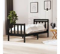 Bed Frame without Mattress Black Small Single Solid Wood
