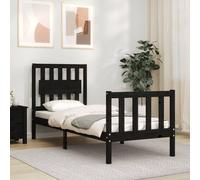 vidaXL Bed Frame without Mattress Black Small Single Solid Wood Pine