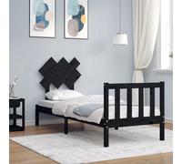 vidaXL Bed Frame without Mattress Black Small Single Solid Wood Pine