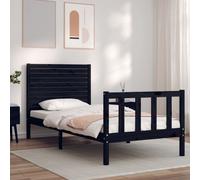 vidaXL Bed Frame without Mattress Black Small Single Solid Wood Pine