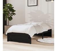 vidaXL Bed Frame without Mattress Black Solid Wood 75x190 cm Small Single