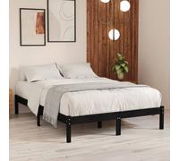 vidaXL Bed Frame Black Solid Wood 150x200 cm King Size (810026), Black
