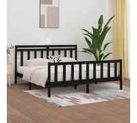 vidaXL Bed Frame without Mattress Black Solid Wood Pine 200x200 cm