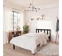 vidaXL Bed Frame Platform Bed Black Solid Wood Pine 75x190 cm Small Single