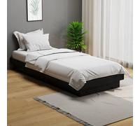 vidaXL Bed Frame without Mattress Black Solid Wood Small Single