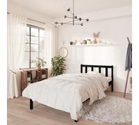 vidaXL Bed Frame Platform Bed Black Solid Wood Pine 75x190 cm Small Single