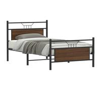 vidaXL Bed Frame without Mattress Brown Oak 107x203 cm Engineered Wood