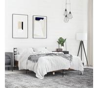 (brown oak, 135 x 190 cm) vidaXL Bed Frame Bed Base Grey Sonoma 120x200 cm Engineered Wood and Metal