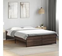 (brown oak, 135 x 190 cm) vidaXL Bed Frame Bed Base Bedstead Black 120x200 cm Engineered Wood and Metal