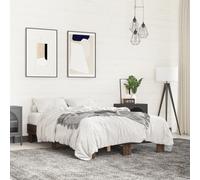 Bed Frame Brown Oak 135x190 cm Double Engineered Wood and Metal vidaXL