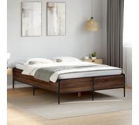 Bed Frame Brown Oak 150x200 cm King Size Engineered Wood and Metal vidaXL