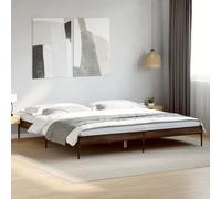 Bed Frame Home Base Brown Oak 200x200 cm Engineered Wood and Metal vidaXL