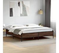 (brown oak, 200 x 200 cm) vidaXL Bed Frame Home Bed Base Mattress Foundation Engineered Wood and Metal