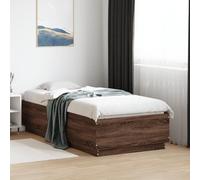 vidaXL Bed Frame without Mattress Brown Oak 75x190 cm Small Single