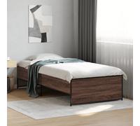 Bed Frame Brown Oak 75x190 cm Small Single Engineered Wood and Metal vidaXL