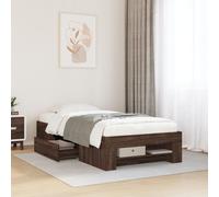 vidaXL Bed Frame Bed Base Brown Oak 75x190 cm Small Single Engineered Wood
