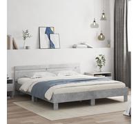 vidaXL Bed Frame with Headboard Concrete Grey 160x200 cm Engineered Wood LSO UK
