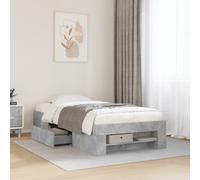 vidaXL Bed Frame Bed Concrete Grey 75x190 cm Small Single Engineered Wood