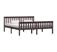 vidaXL Bed Frame without Mattress Dark Brown Solid Pinewood 180x200 cm Super King