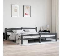 vidaXL Solid Wood Pine Bed Frame Dark Grey 200x200 cm Bedroom Wooden Bed Base