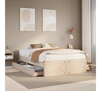 vidaXL Bed Frame without Mattress&Drawers 150x200 cm King Size Solid Wood Pine